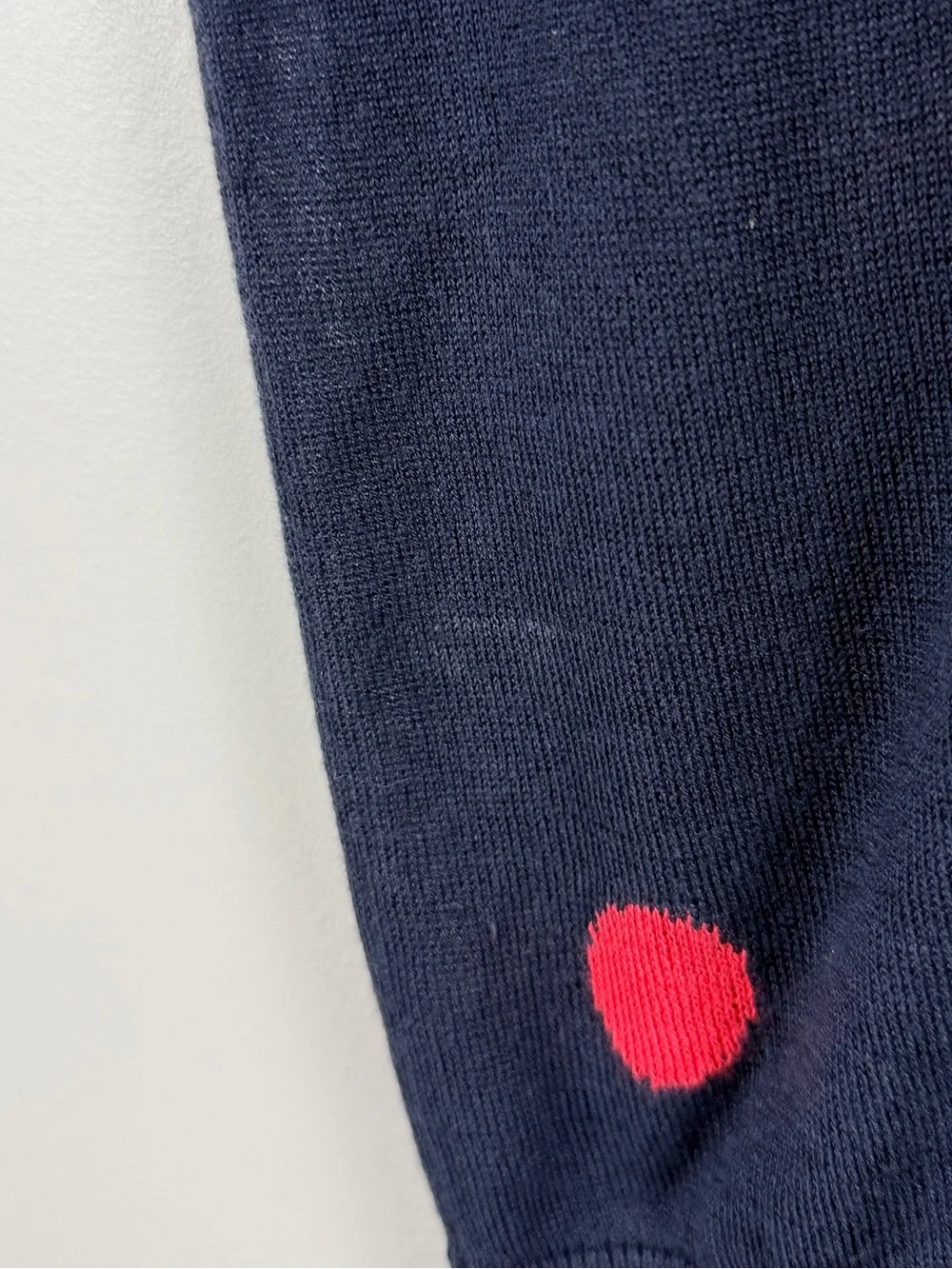 J. CREW Sweater DOT Silk Tencel Polka Crewneck Navy Poppy Fitted medium